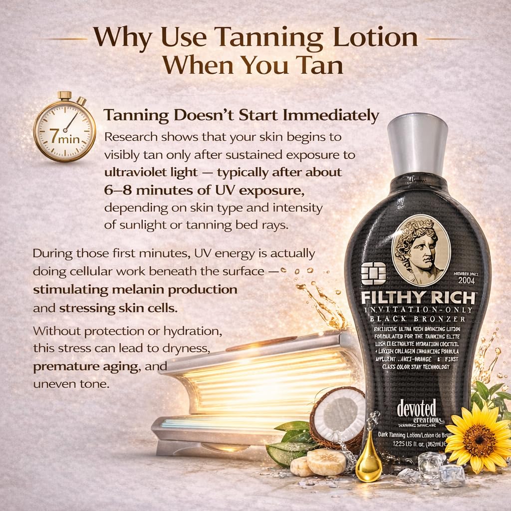 DC Filthy Rich - Luxurious Dark Bronzing Formula with Anti-Orange Technology and High Levels of DHA, Natural, & Cosmetic Bronzers for Immediate Color 12.25 oz.