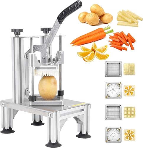 Cortador comercial de papas fritas 1/4 ″ 3/8 ″ 6 cuñas 6 cuñas a núcleo cuchillas de acero inoxidable Cortador de patatas Cortador de frutas para