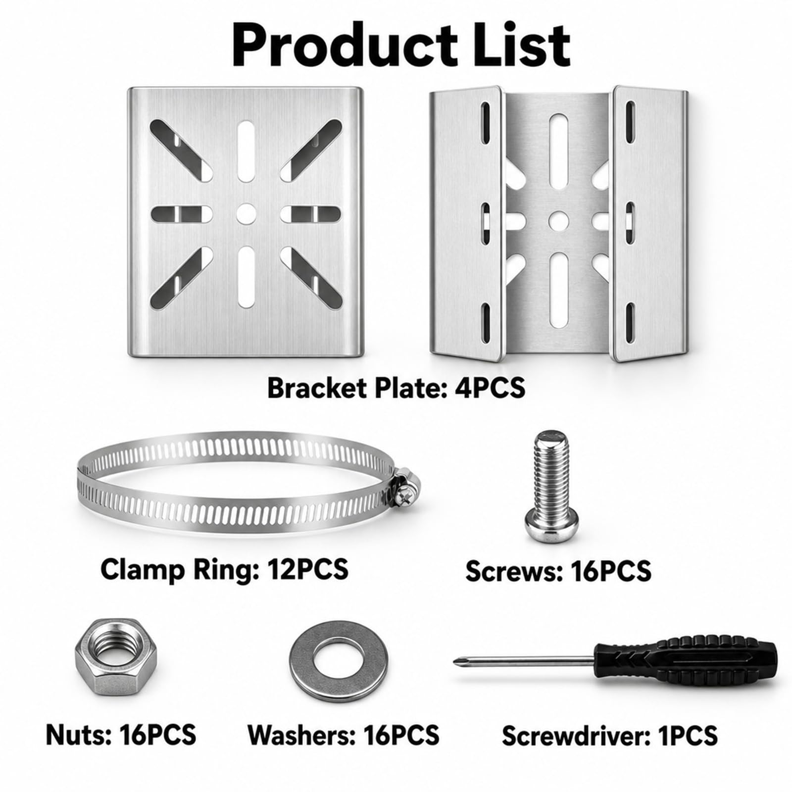 Support de mât caméra 4 pièces extérieur : support tube en acier inoxydable