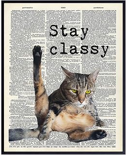 Cat Wall Decor - Cat Wall Art Print - 8x10 Poster Picture, Home or Apartment Photo Decoration - Funny Gift for Kitty Lovers, Animal Lovers, Pet Owners, Kitty or Kitten Fans - Unframed