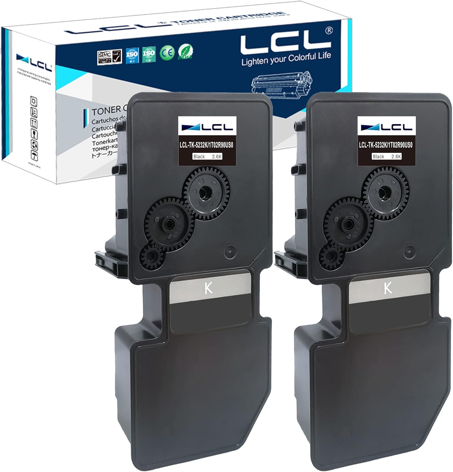 LCL TK-5232 TK5232 Black Toner Cartridge Replacement for Kyocera TK-5232K TK5232K 1T02R90US0 for Kyocera ECOSYS M5521cdn M5521cdw P5021cdn P5021cdw Printer (2-Pack)