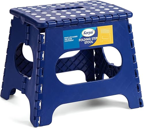 Miniatura 8 de Korpai Taburete plegable mejorado de 9 pulgadas para adultos y niños con capacidad para hasta 300 libras, taburetes plegables antideslizantes con