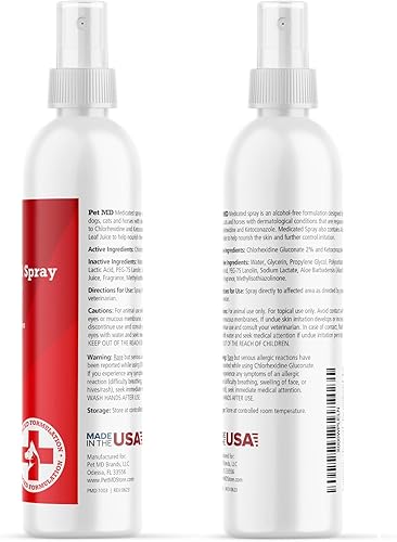 Miniatura 4 de Aerosol medicinal antiséptico y antifúngico para perros, gatos y caballos con clorhexidina, ketoconazol, ácidos grasos esenciales, aloe y vitamina