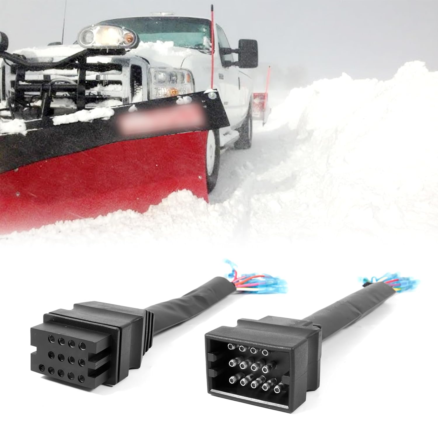 AUTOBABA 2pcs 13-Pin Snow Plow Wiring Harness Repair Kit of Plow-Side and Truck-Side Compatible with Boss Snowplow Blade Replace # MSC04753, MSC04754, MSC03744, MSC03743,1304745, 1304744