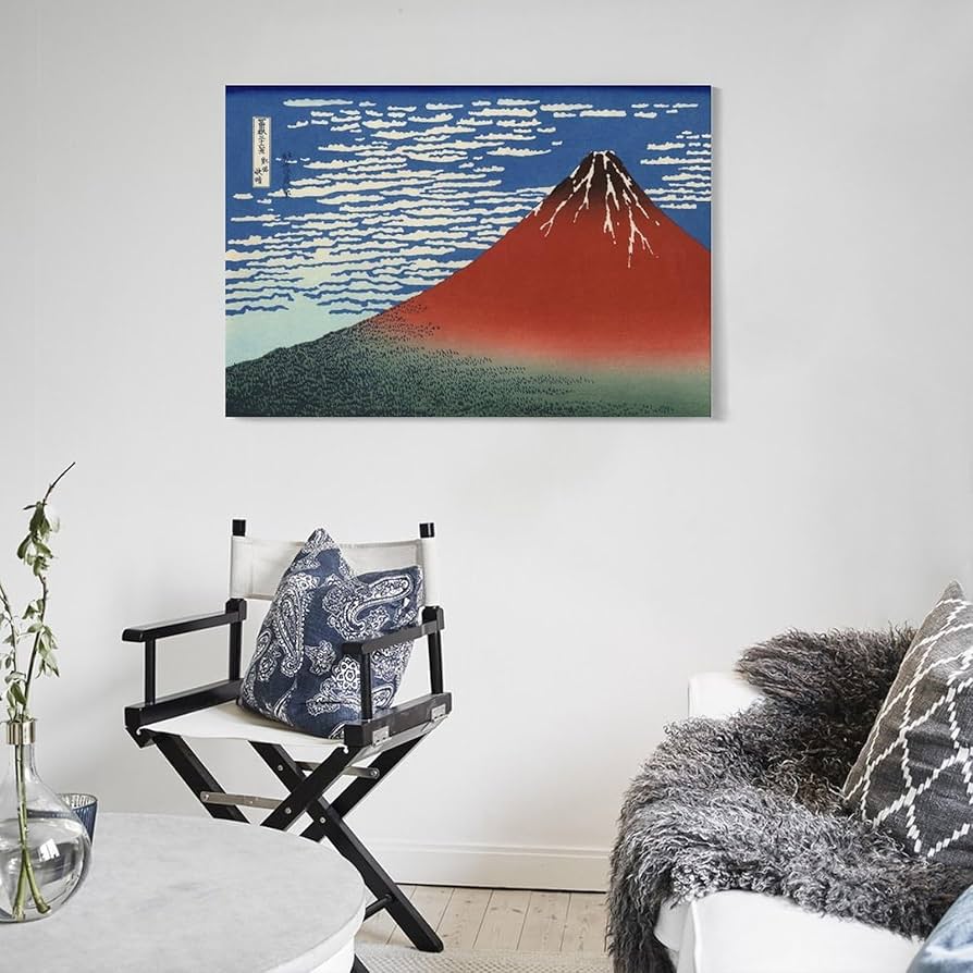 【浮世絵貼り絵アート】葛飾北斎　冨嶽三十六景　凱風快晴　オマージュ／和モダン 浮世絵貼り絵アート】葛飾北斎 冨嶽三十六景 凱風快晴
