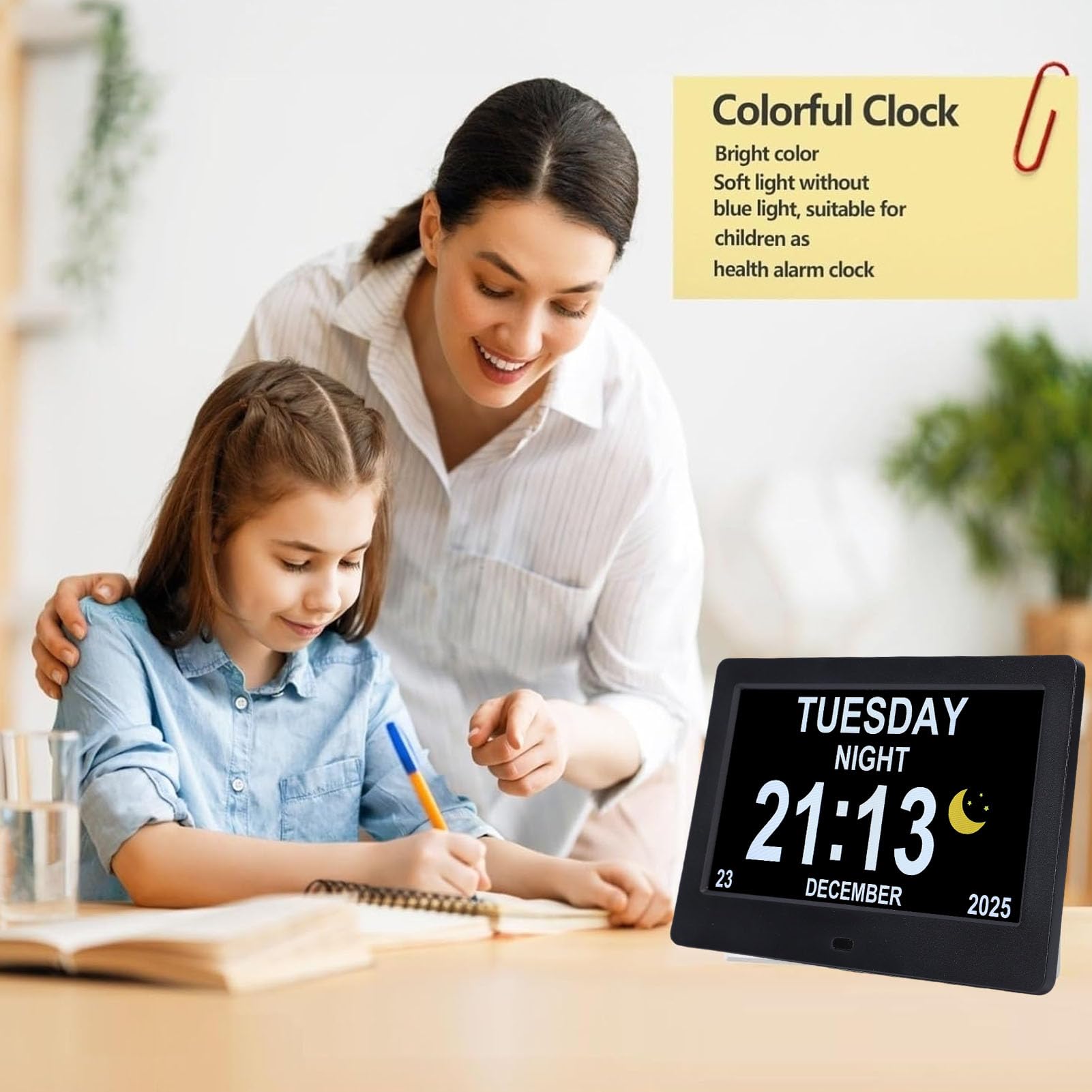 XUMIUZIY Orologio Calendario Digitale Versatile da 7 Pollici con Cronometraggio Preciso per Famiglie Impegnate