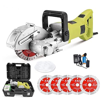 OMADA 4000w Wall Chaser 125 mm Cutting Width,Wall Groove Cutting Machine 124 MM Cutting Depth,Wall Slotting Machine with 5 Saw Blades 5