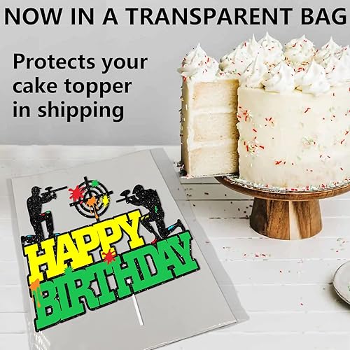 Miniatura 4 de Decoración de pastel de cumpleaños para fiestas, paintball, purpurina colorida, juego de disparos, suministros para cabina de fotos para niñas o