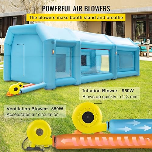 Miniatura 6 de VEVOR Cabina de pintura inflable portátil, cabina de pulverización inflable de 28 x 15 x 10 pies, tienda de campaña de pintura para automóvil con