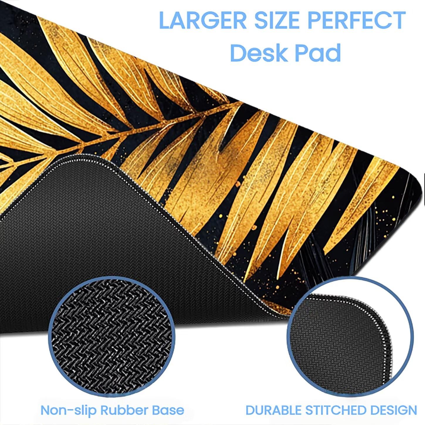 Lpfieonn Blatt Großes Schreibtischunterlage, XXL Schreibtischunterlagen, Schwarz XXL Wasserdicht Gaming Mousepad mit Vernähter Rand und Rutschfeste Gummibasis, für Laptop/Hause/Büro 120x60cm PF-2309