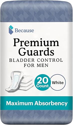 Because Protectores prémium para hombres Paquete de 20 protectores de protección de vejiga discretos envueltos individualmente