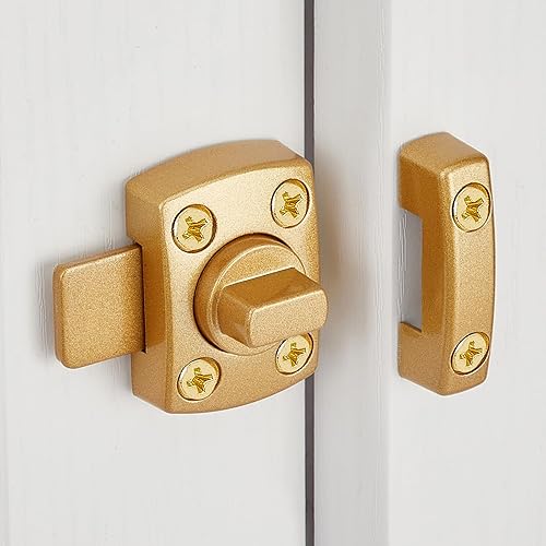 Miniatura 4 de Paquete de 2 pestillos de cerrojo giratorio para puerta de seguridad, cerradura de puerta para mascotas, muebles de gabinete, baño, ventanas,