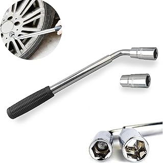 dicn Telescopic Lug Wrench Extendable Wheel Brace with 17mm 19mm 21mm 23mm Standard Sockets for Car Van Truck Spare Tyre Breakdown Emergency Tools