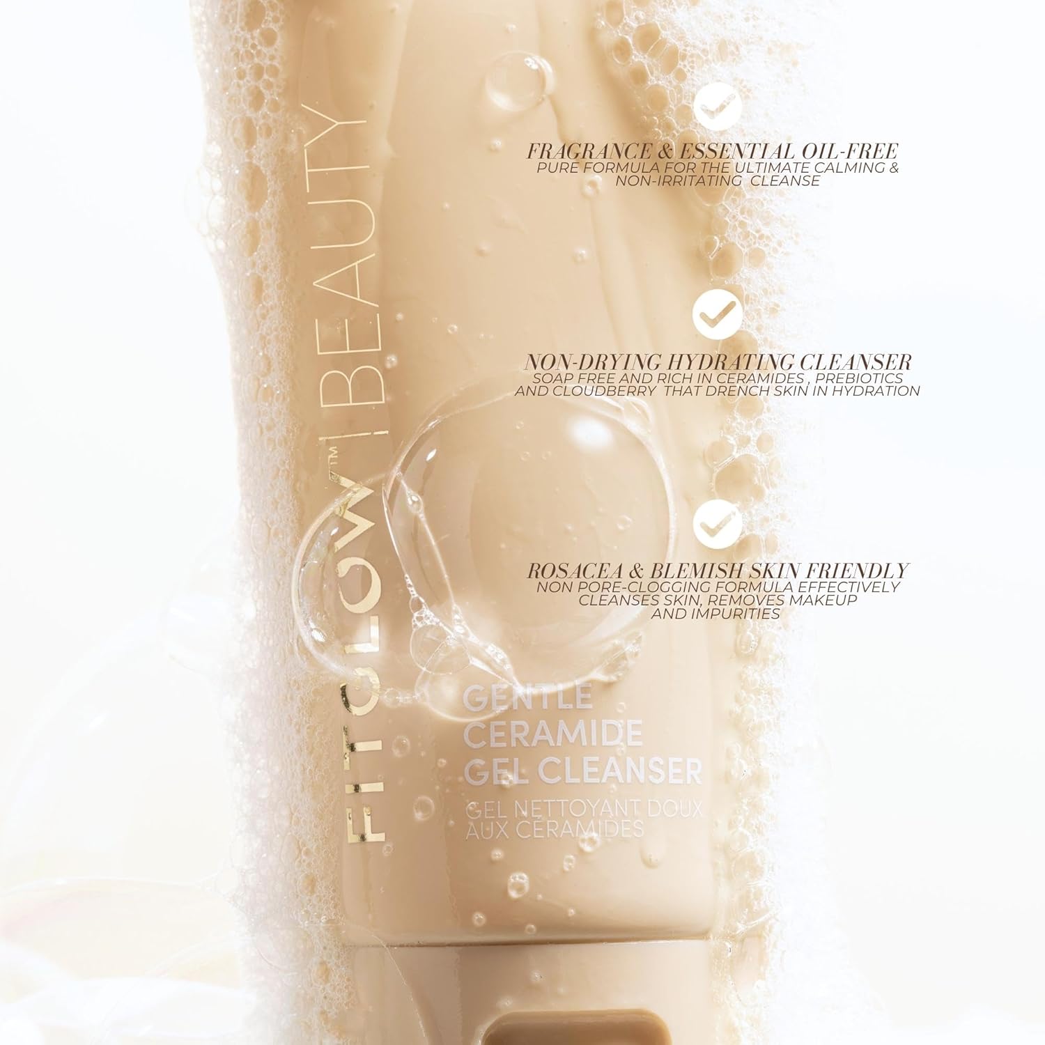 FITGLOW Beauty Gentle Ceramide Gel Cleanser | Vegan Face Wash for Sensitive, Dry & Redness-Prone Skin | Hydrating, Barrier-Protecting Makeup Remover | Fragrance-Free | 120ml - Image 4