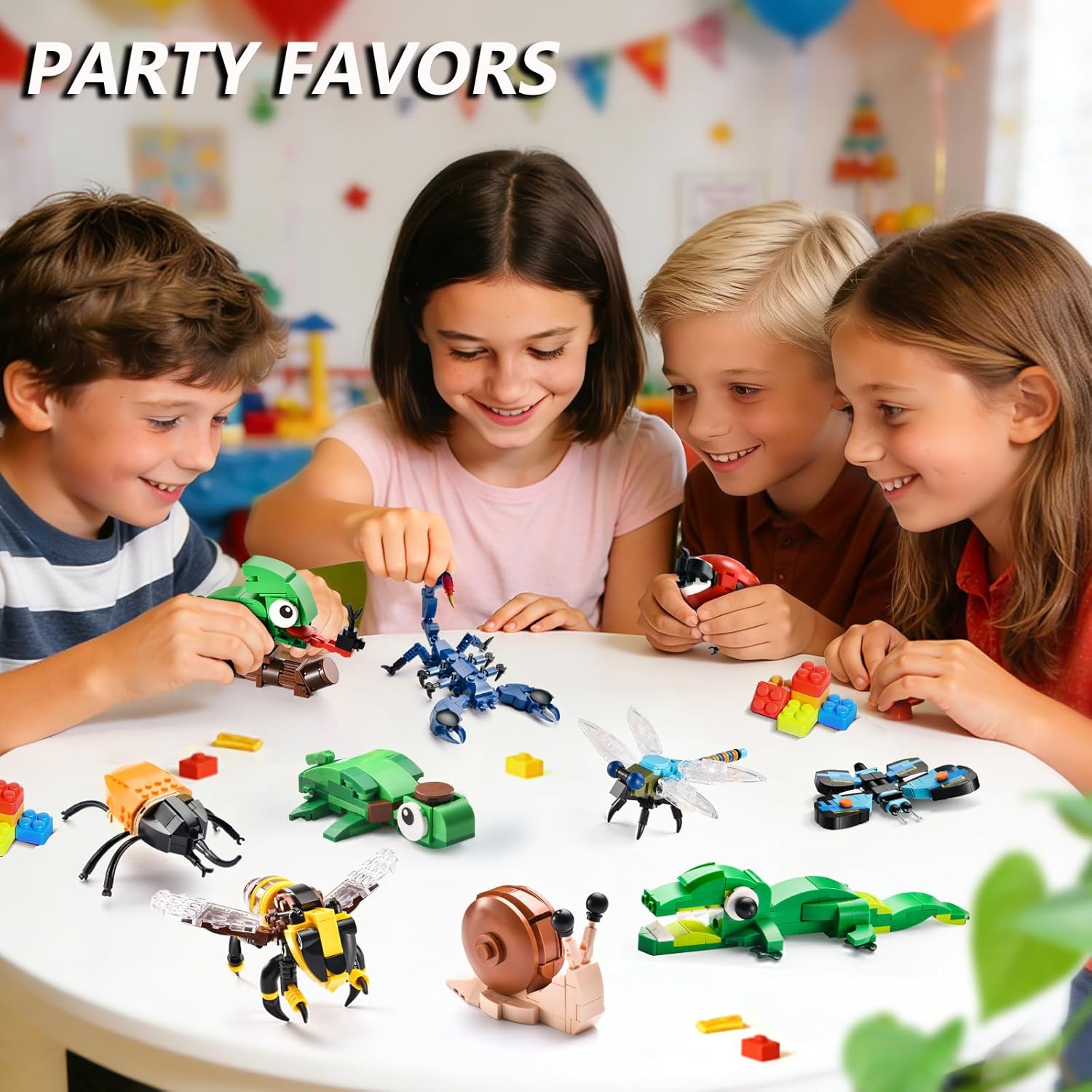Insects Collection Building Set for Kids, 10 Packs Bug Building Blocks, Animals Insect Bug Toys, Party Favors Ideal Gift for Boys Girls