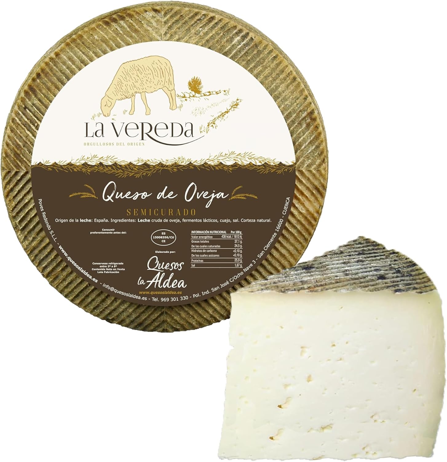 QUESOS LA ALDEA | Queso Artesano de Oveja Semicurado Cuña | Elaborado con Leche Cruda | Queso Curado Oveja y Quesos Gourmet Regalo | Lote de Quesos para Cestas Navideñas y Packs Gourmet (3 kg)