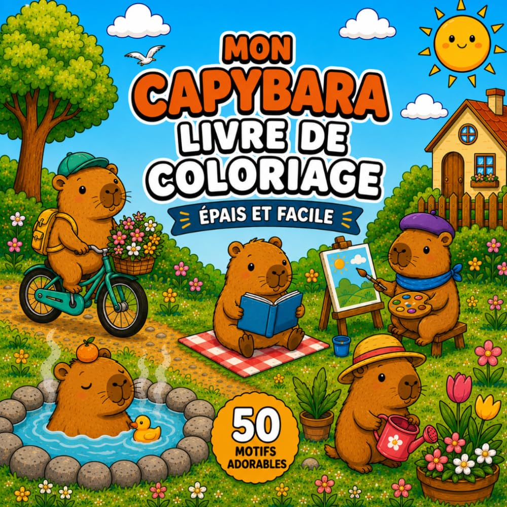 Mon Capybara Livre de Coloriage: Dessins Simples et Épais pour un Coloriage Relaxant