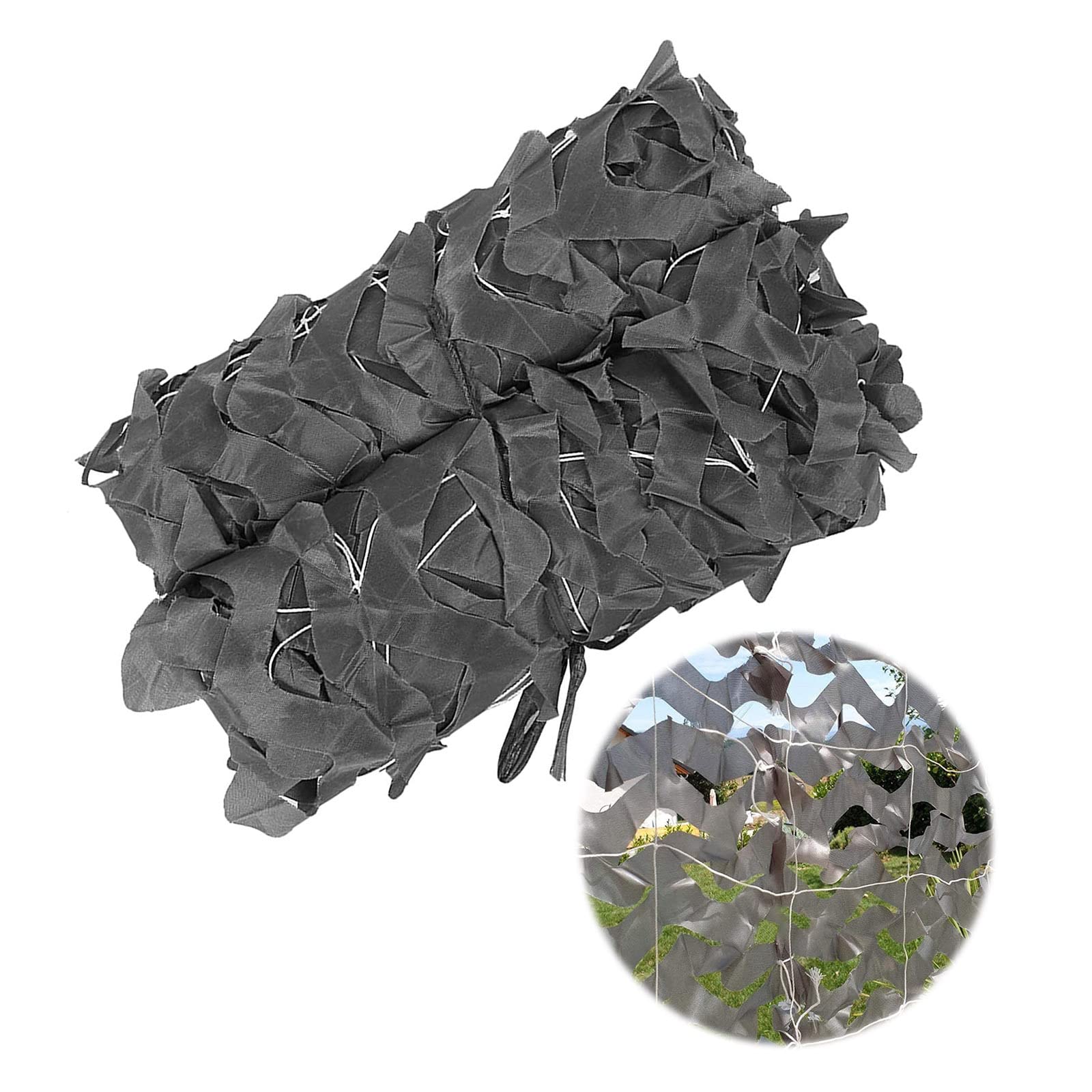 Pxzybd Sunscreen Camouflage Netting, Military Reinforced Camouflage Net, Gray, Garden Pergola Shade Decoration Net, Camping, Hunting, Decoration, Car Cover Camo Netting,Grey-7x8m(23 * 26.2ft)