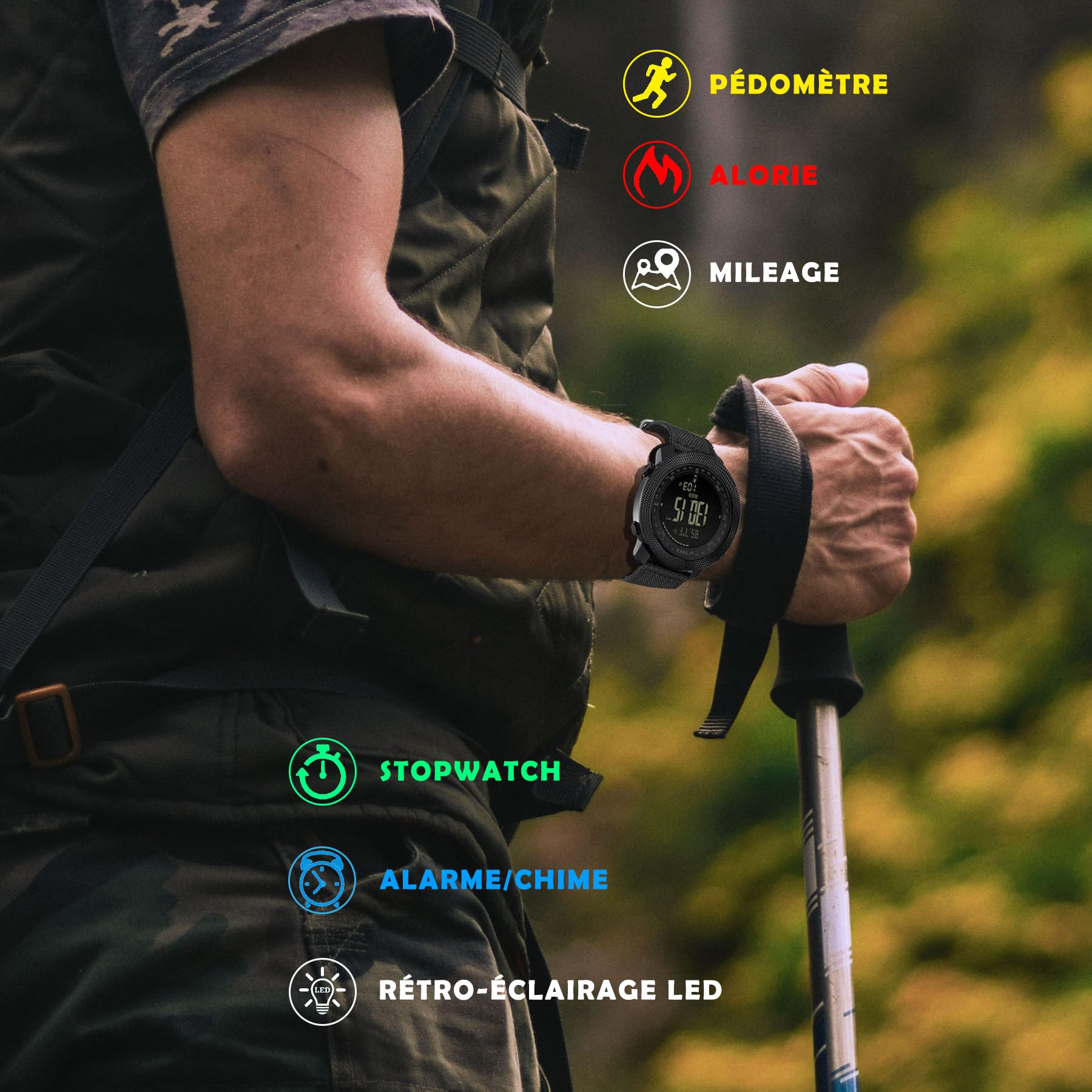 AVTREK Reloj para Hombres,con altímetro, barómetro y brújula Digital | Reloj táctico de Supervivencia para Hombres, Ideal para Actividades al Aire Libre como Senderismo, natación y ejército