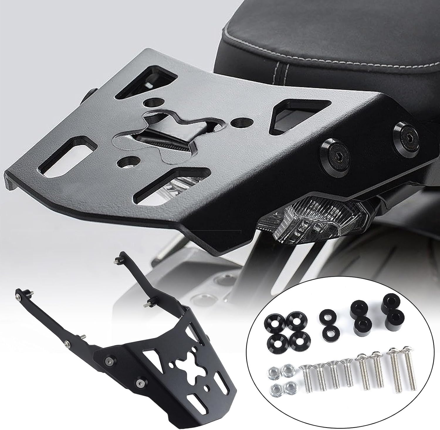Motorcycle Steel Rear Luggage Rack Cargo Carrier Bracket Compatible with Y-amaha MT10 MT 10 MT-10 2016 2017 2018 2019 2020 2021 Tail Storage Rack Shelf Extender Holder