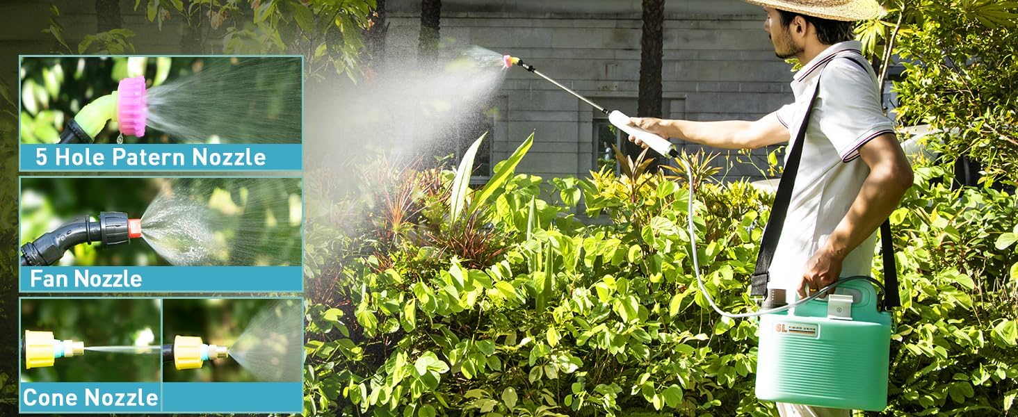 Sprayers in Lawn and Garden - Portable Yard Sprayer for Weed Control, Fertilizing, Watering - 1.8 Gallon Battery Powered Sprayer with Pump, Telescopic Wand, Water Hose Nozzle