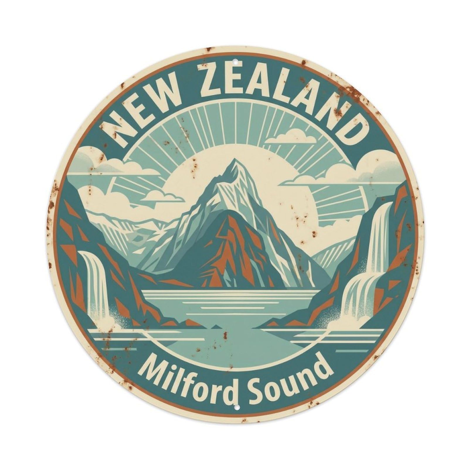 Vintage Travel New Zealand Heritage Vintage Metal Tin Sign Plaque Wall Decor for Cafe, Club Bar, Office, Garden Metal Poster 8x8Inch