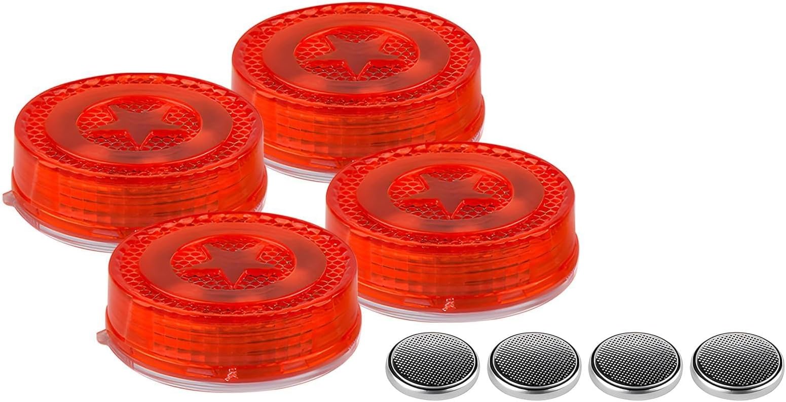 4 PCS Wireless Car Door LED Warning Lights, 5 LED High Brightness Vehicle Door Safety Signal Light, Anti Rear End Collision Roadside Flashing Light for Cars SUVs Trucks (Red)