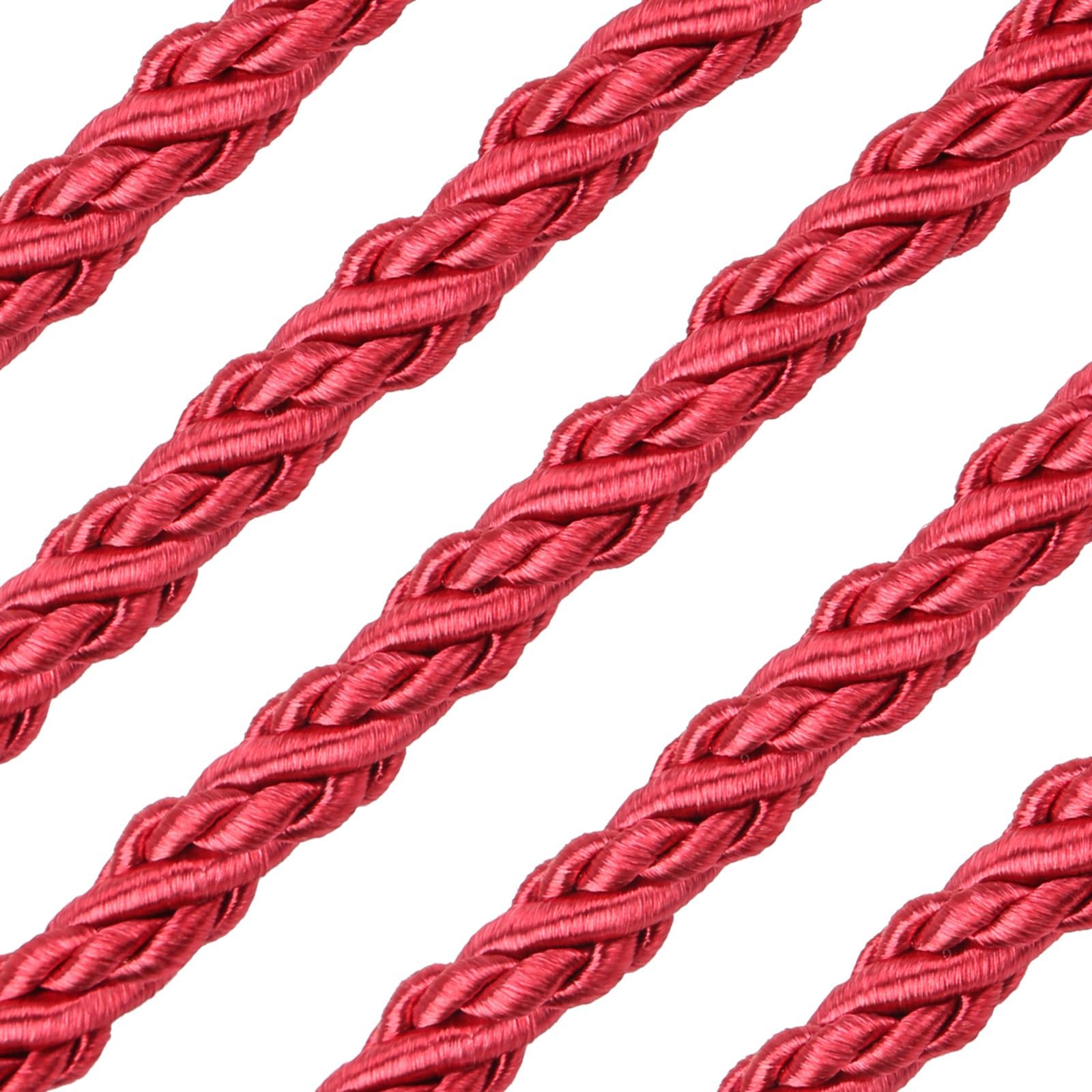 Fenghuangwu 10 Yard 3/8''(1cm) Twisted Trim Cord Rope,10mm Nylon Twisted Cord Thread String for Home Decor, Crafts Making and Costume Crafting (Red, 10Yard)