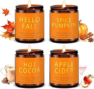 Fall Candles Set | 4 Pack Candles for Home Scented Natural Soy Wax, Autu...