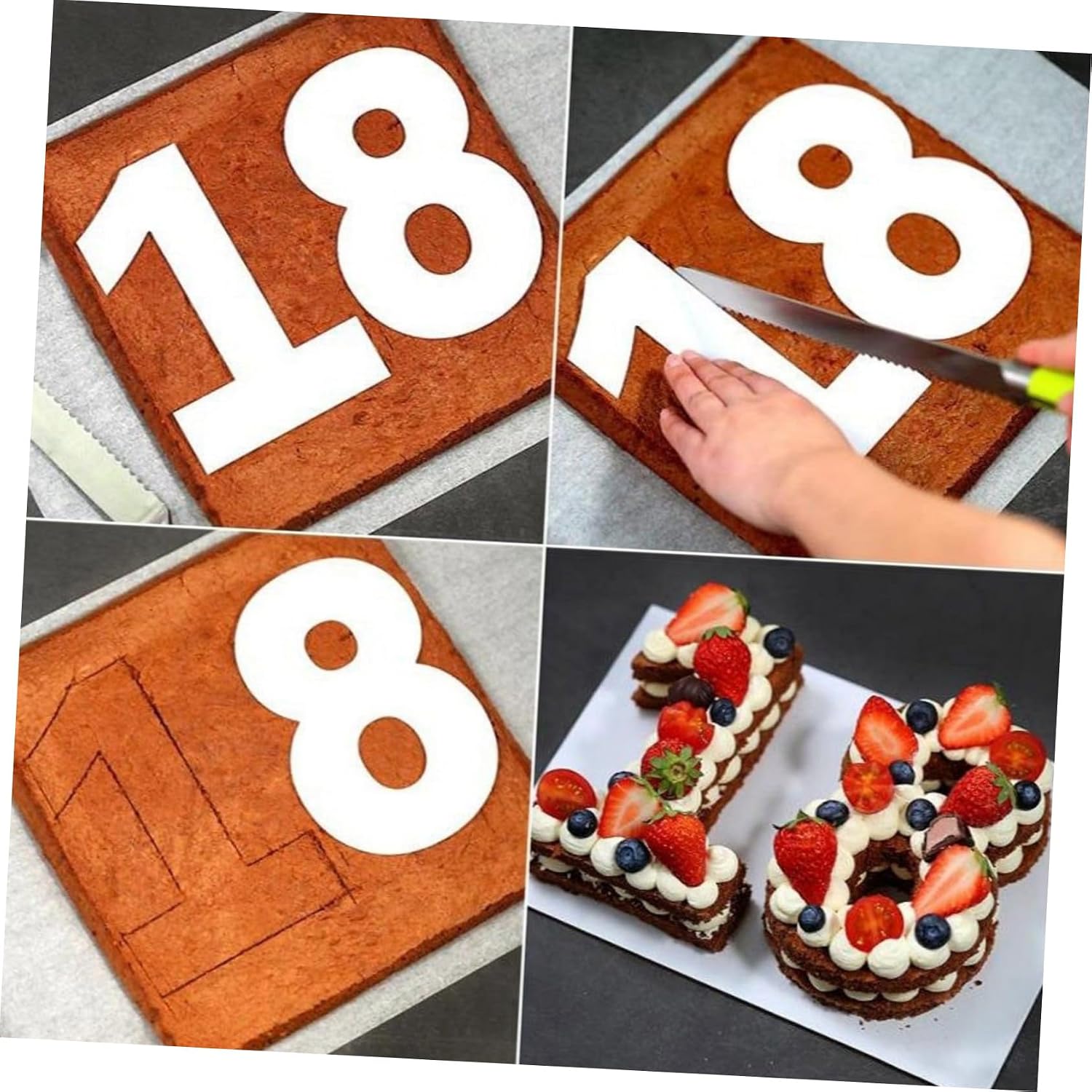 ABOOFAN 1Set Alphabet Number Cake Stencils DIY Heart Shaped Cake Templates Reusable and Easy to Clean for Creative Baking Decorating