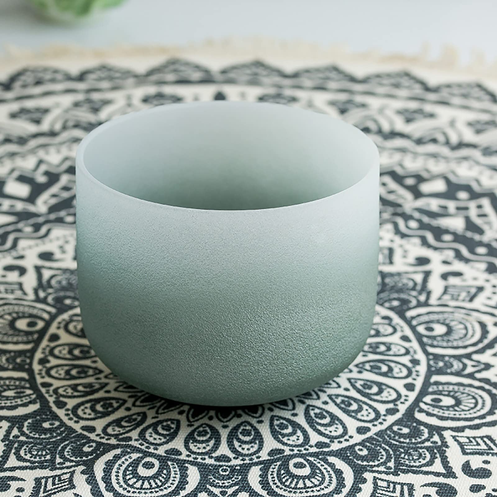 SBCGFY Frosted Crystal Singing Bowl - Dark Green Gradient, Sound Healing Percussion Chakra Bowl, Gift for Yoga Meditation Music Lovers,
