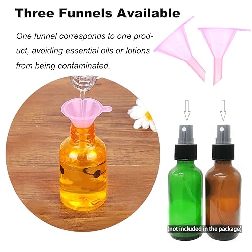 Miniatura 3 de Embudos de envases cosméticos recargables, embudos para llenar botellas de loción, agua, aceites esenciales, lociones, champú, condiciones,