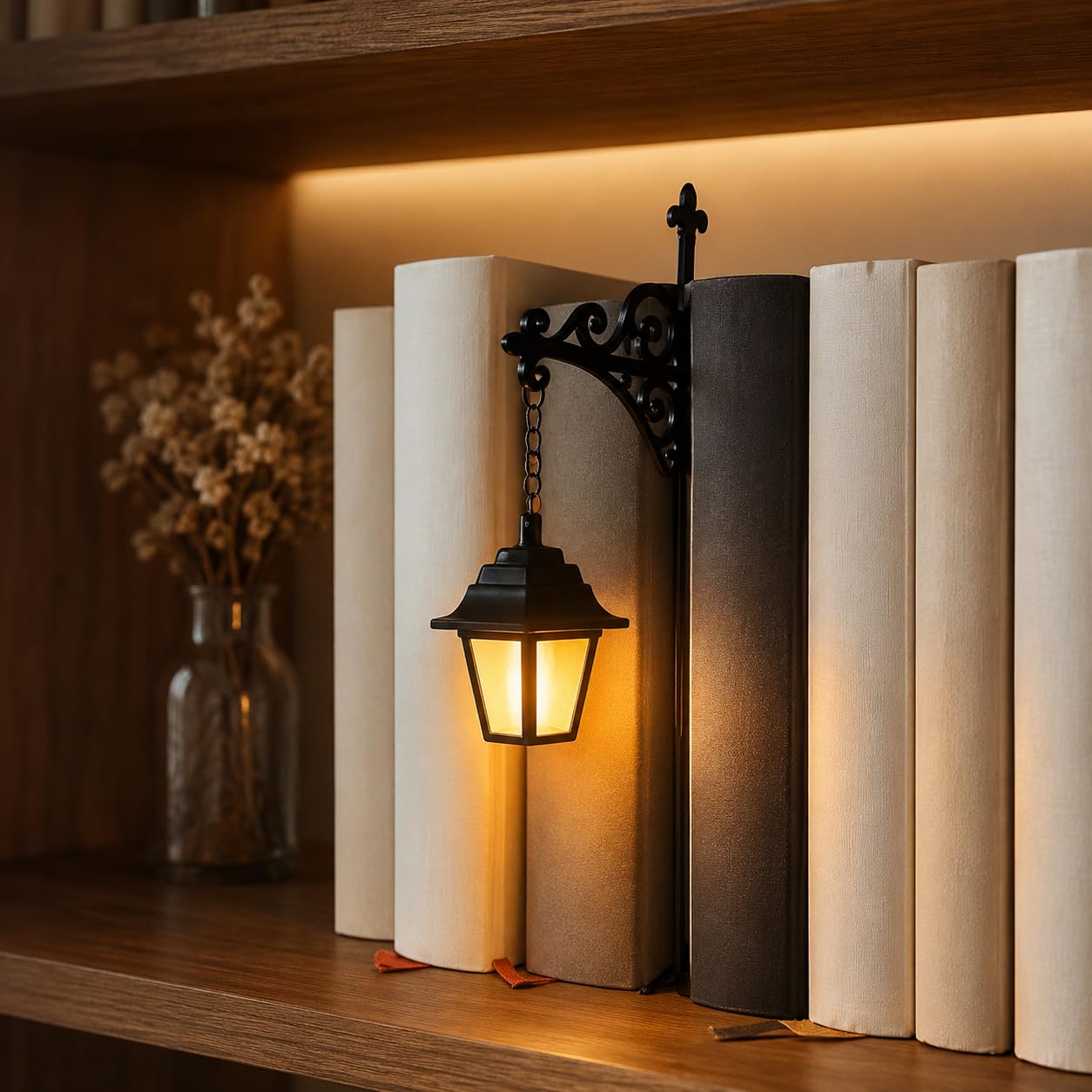 Bookshelf Lantern-Decorative Bookshelf Lighting, Reading Book Shelf Lights for Bookworms, Antique Led Books Nook Lamp Ornament for Study Reading Corner Home Library, Unique Gift for Book Lovers