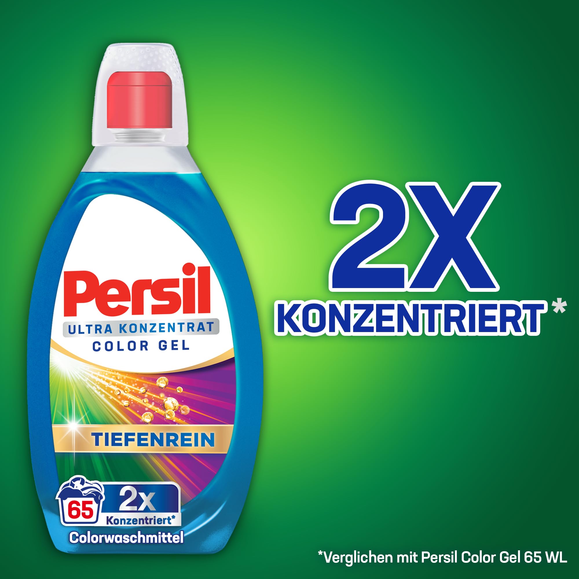 Persil Ultra Konzentrat Color Waschmittel (2 x 65 Waschladungen), hochkonzentriertes Flüssigwaschmittel mit Tiefenrein-Plus Technologie gegen hartnäckigste Flecken
