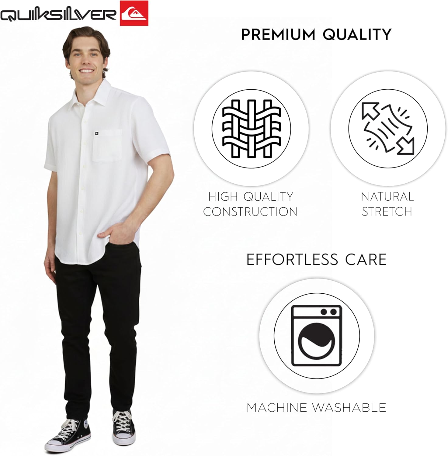 Quiksilver Men's Regular Fit Premium Cotton Short Sleeve Button Up Waffle Woven Shirt - Image 6