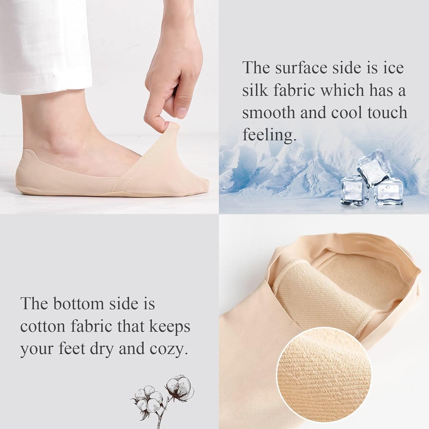 No Show Socks Womens Nylon Non Slip Low Cut Invisible Liner Footies Thin Silk Socks for Flats Loafers Lightweight 6 Pairs - Image 5