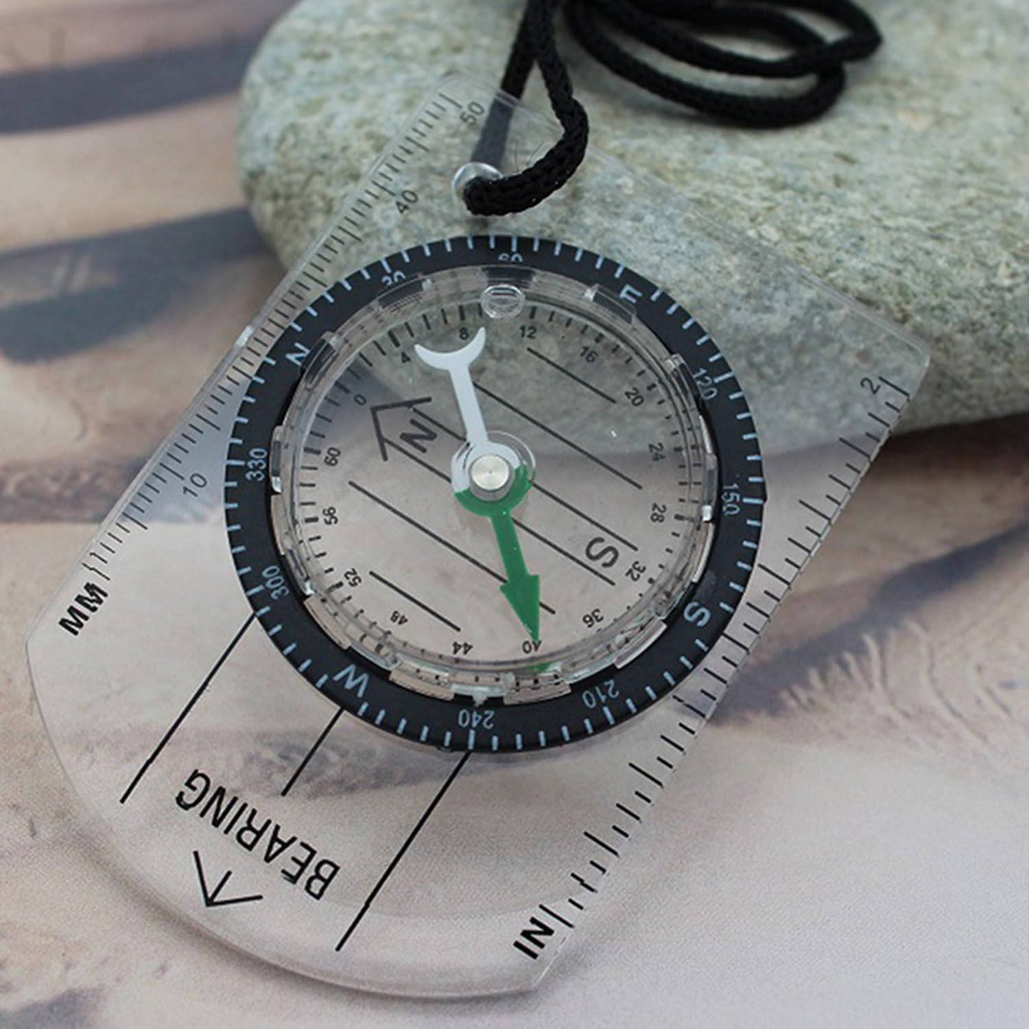 Mini Compass Map Scale Ruler Multifunctional Equipment Outdoor Hiking Camping Survival Guiding Tool