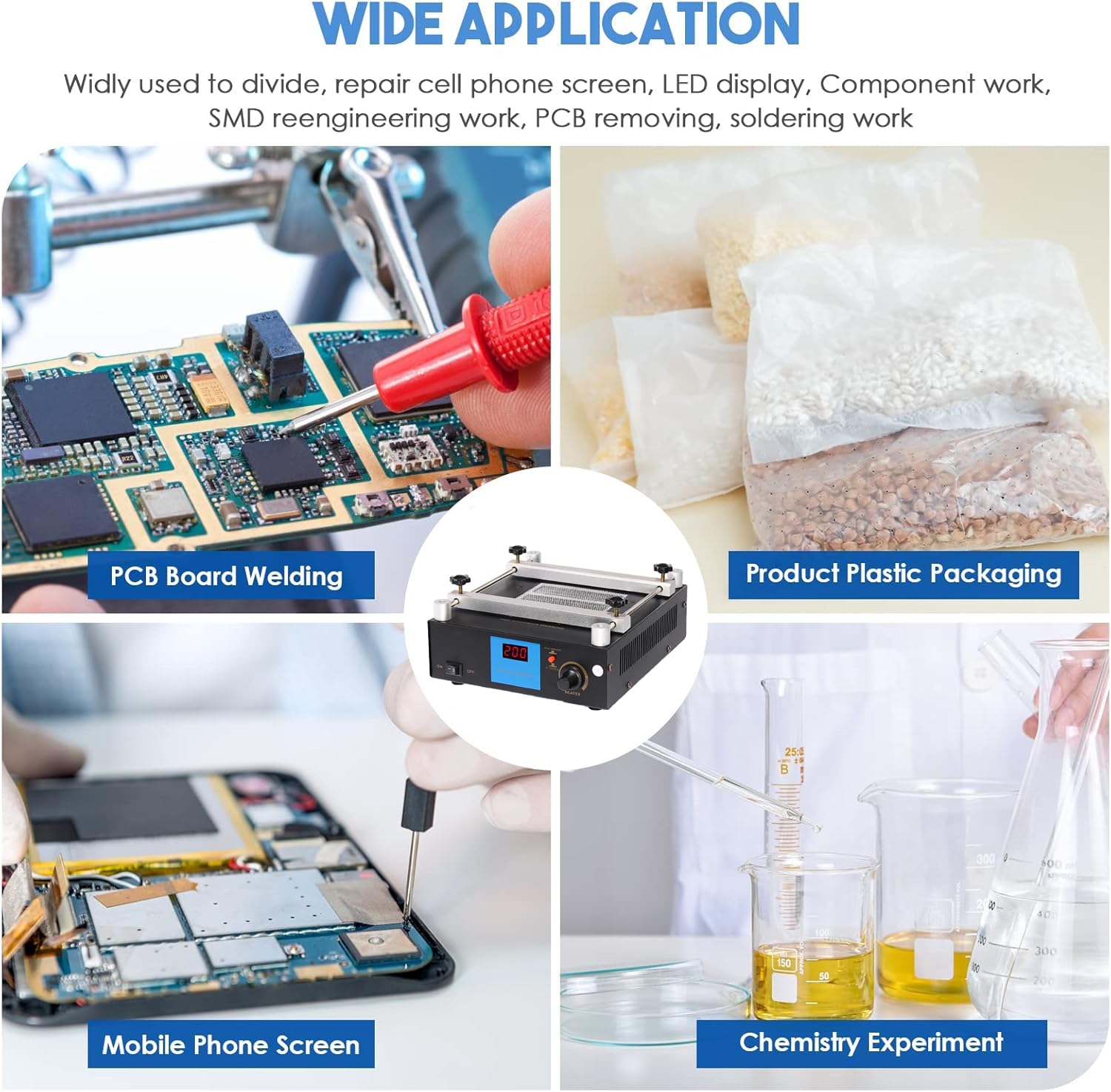Estación De Precalentamiento De Trabajo, Placa Caliente De Soldadura Con Área Calentamiento De 120x120mm, Calor Rápido Y Rango De Temperatura De 50°C~400°C, Para Reparación De Teléfonos Móviles