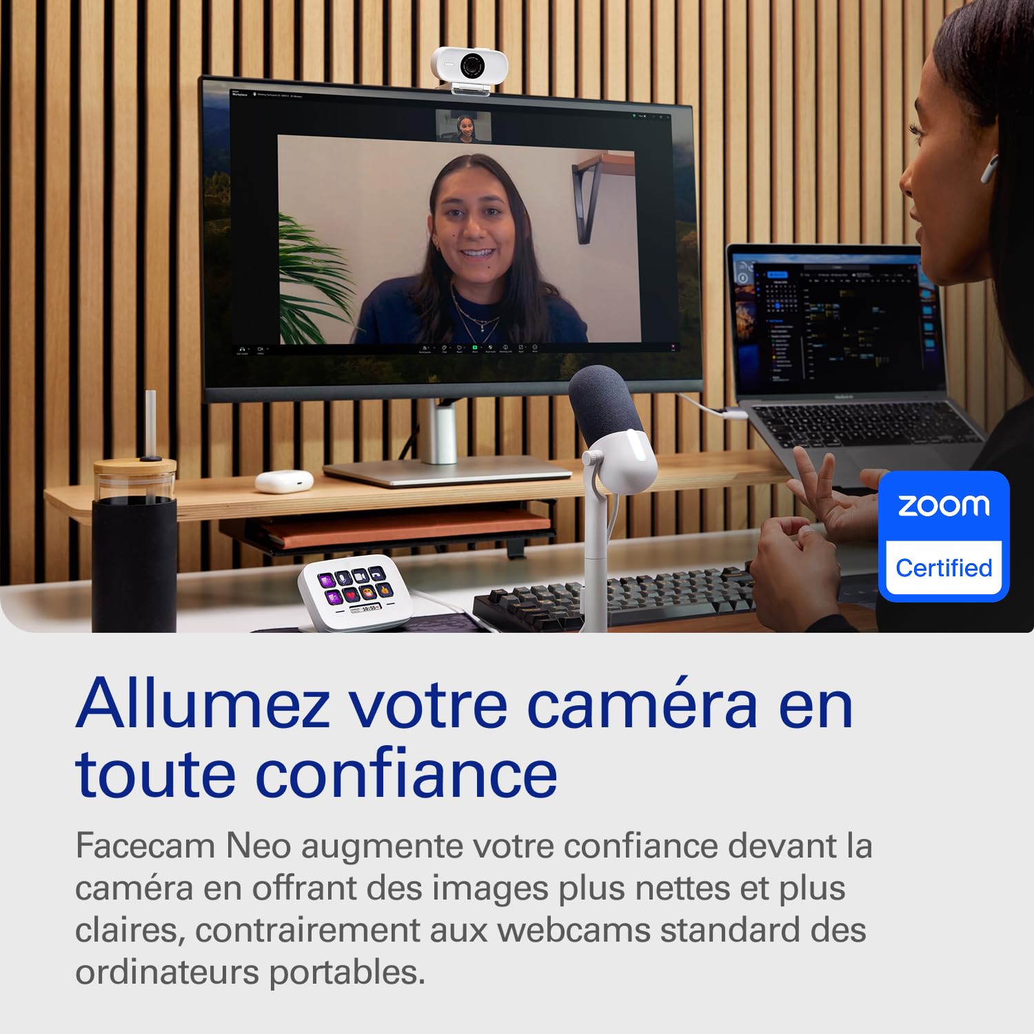 Elgato Facecam Neo Webcam Full HD avec bouchon de confidentialité et correction de lumière USB-C Plug-and-play PC/Mac