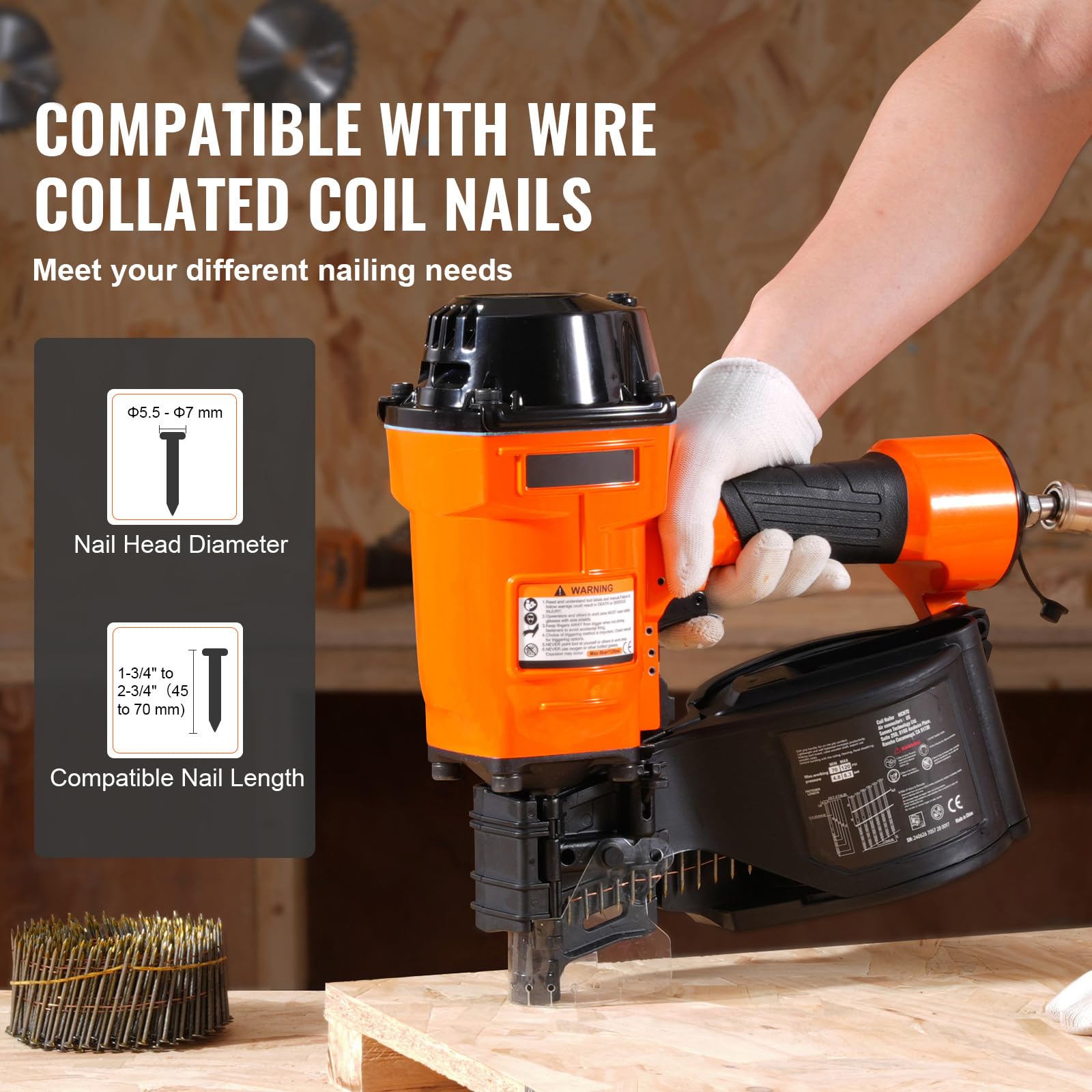 Happybuy Coil Siding Nailer MCN70, 1-3/4