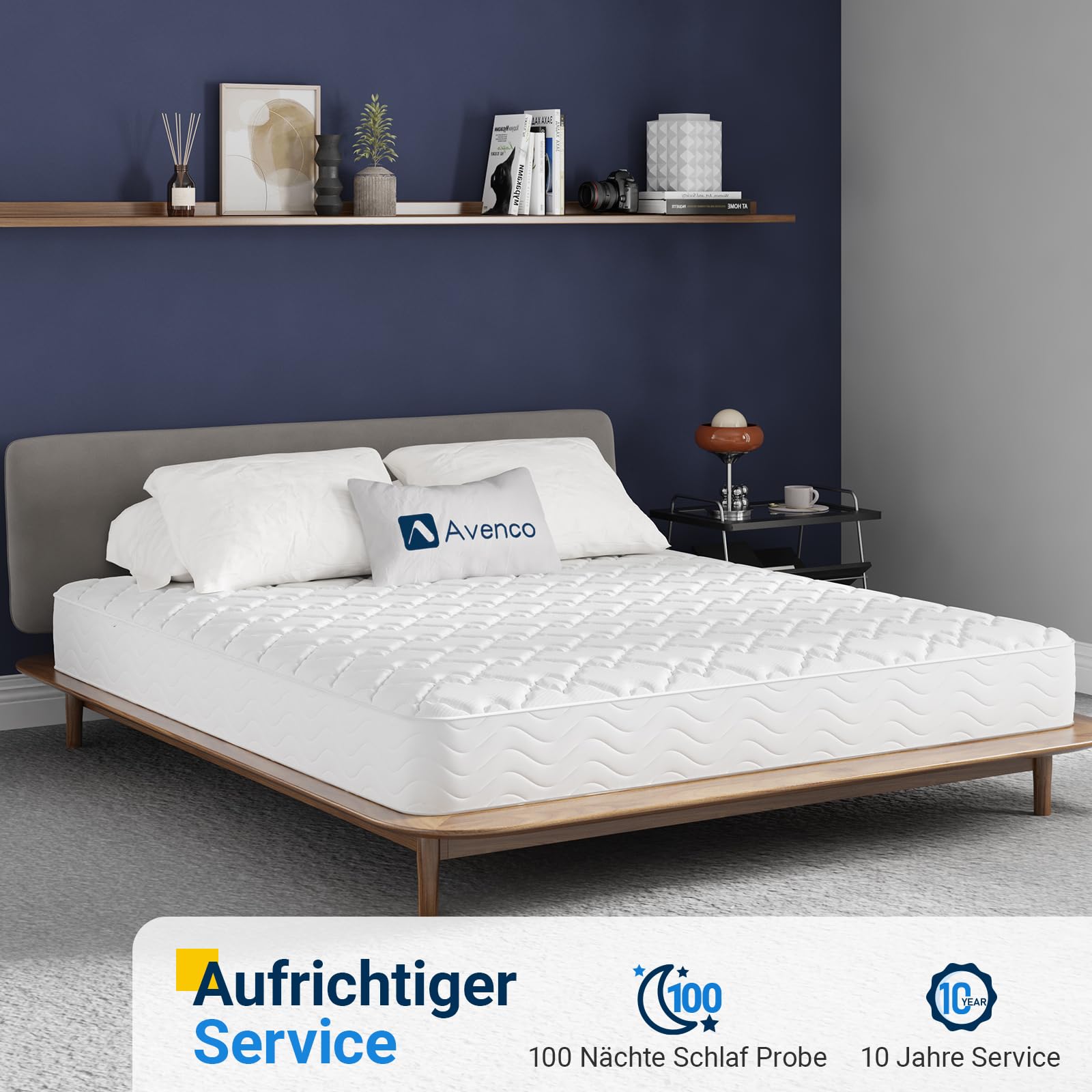 Avenco Matratze 90x200 H3 Taschenfederkernmatratze 7 Zonen Matratze Öko-Tex CertiPUR US Federkernmatratze 20cm Mittel