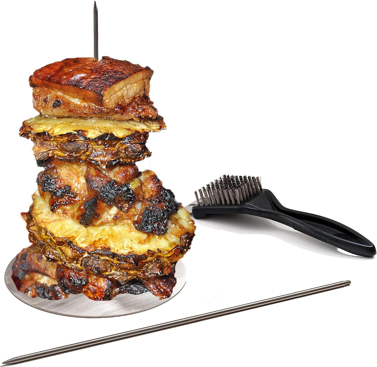 Vertical Skewer Kebab Spike Stainless with 2 Different Sizes Spikes for BBQ or Oven Kebab