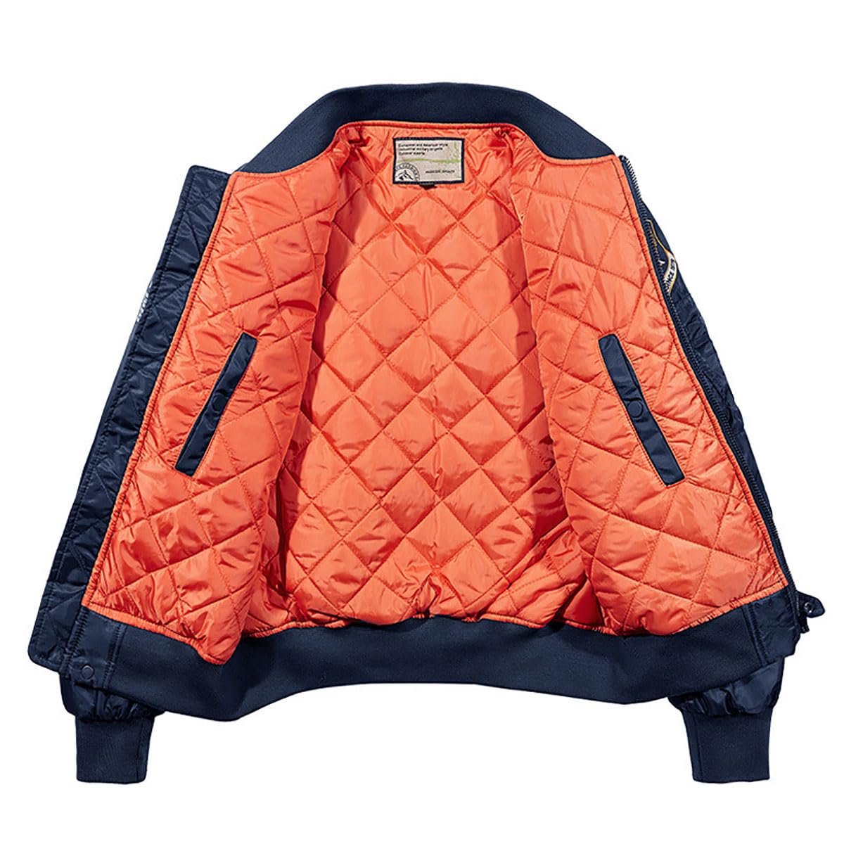 BININBOX Veste d'Aviateur Militaire pour Homme Classique Col Montant Jacket d'Hiver en Coton Chaude