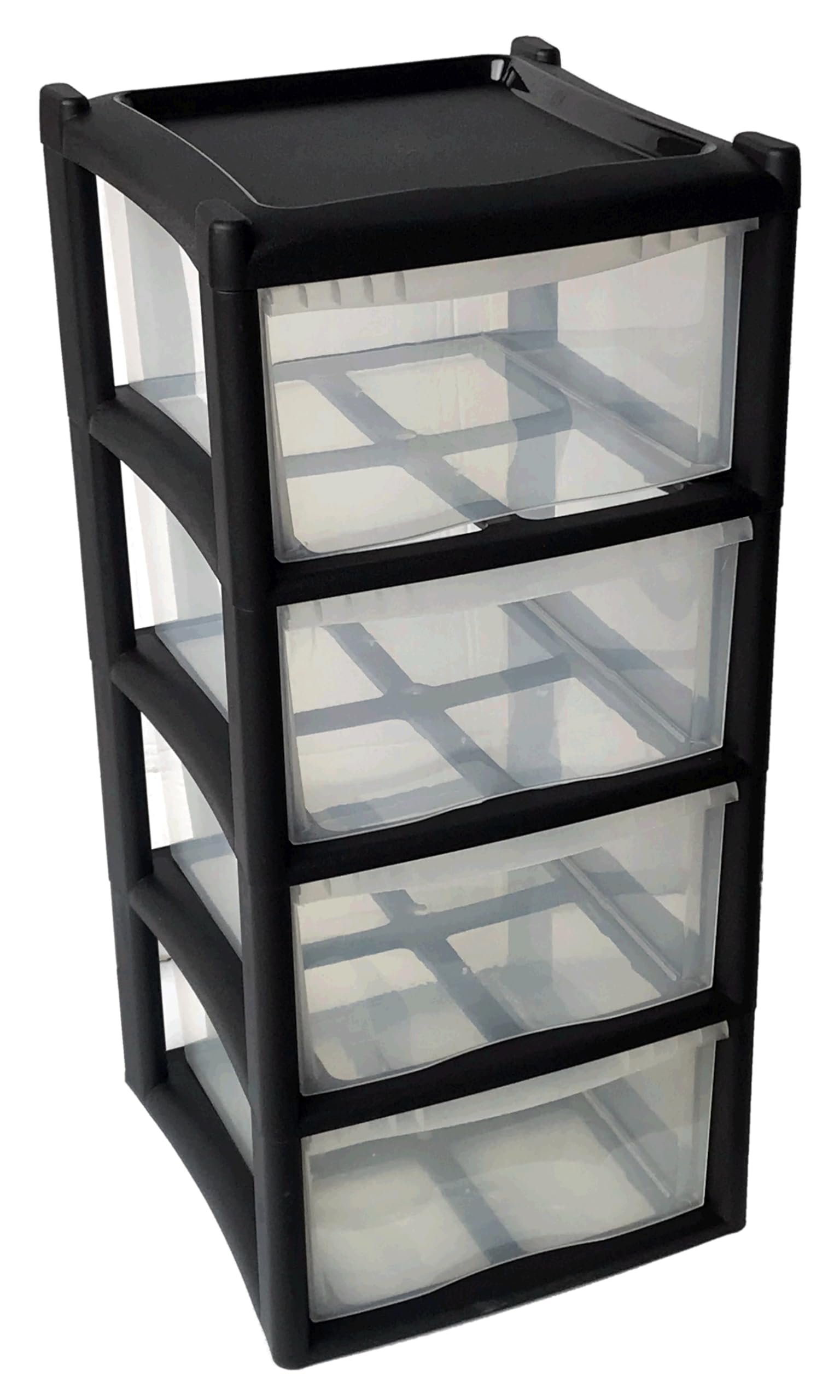 LUNEX 4 Deep Drawer Black Modular Storage Tower Unit For Home Office Schools (Black)