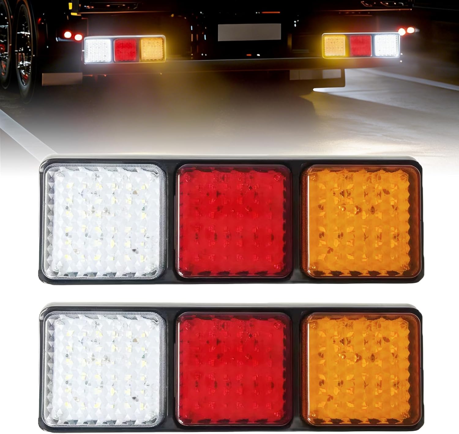MACHSWON 2PCS Trailer Tail Light Kit 108 LED Running Brake Turn Signals Reverse Lights Waterproof IP67 for 24V Truck RV UTV Camper Van Boat
