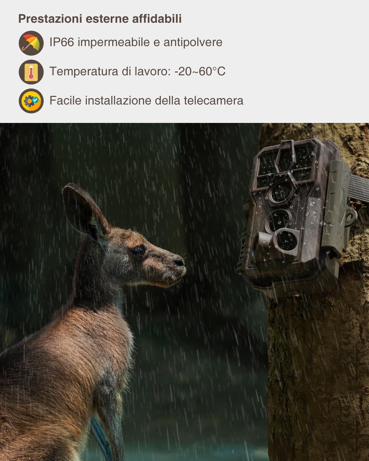 GardePro A5 Fototrappola Infrarossi Invisibili, 64MP 1296P H.264 Vidéo, Fotocamera da Caccia, Animali Fotografiche da Caccia, Movimento Attivato Visione Notturna Esterna Fototrappola Sorveglianza
