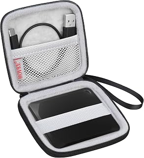BOVKE Hard Drive Travel Case for Crucial X10 Pro / X9 Pro Portable SSD 1TB 2TB 4TB USB 3.2 External Solid State Drives, Extra Mesh Pocket for USB Cables, Black