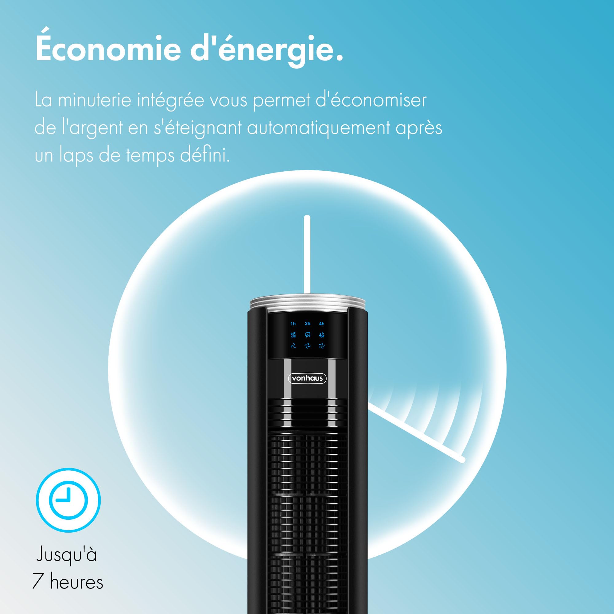 VonHaus Ventilateur tour silencieux avec télécommande 87 cm Noir, Ventilateur Colonne Oscillation à 70 °, Ventilateur avec Mode Nuit, 3 Vitesses de Brise – Pour Chambre, Pièces Familiales