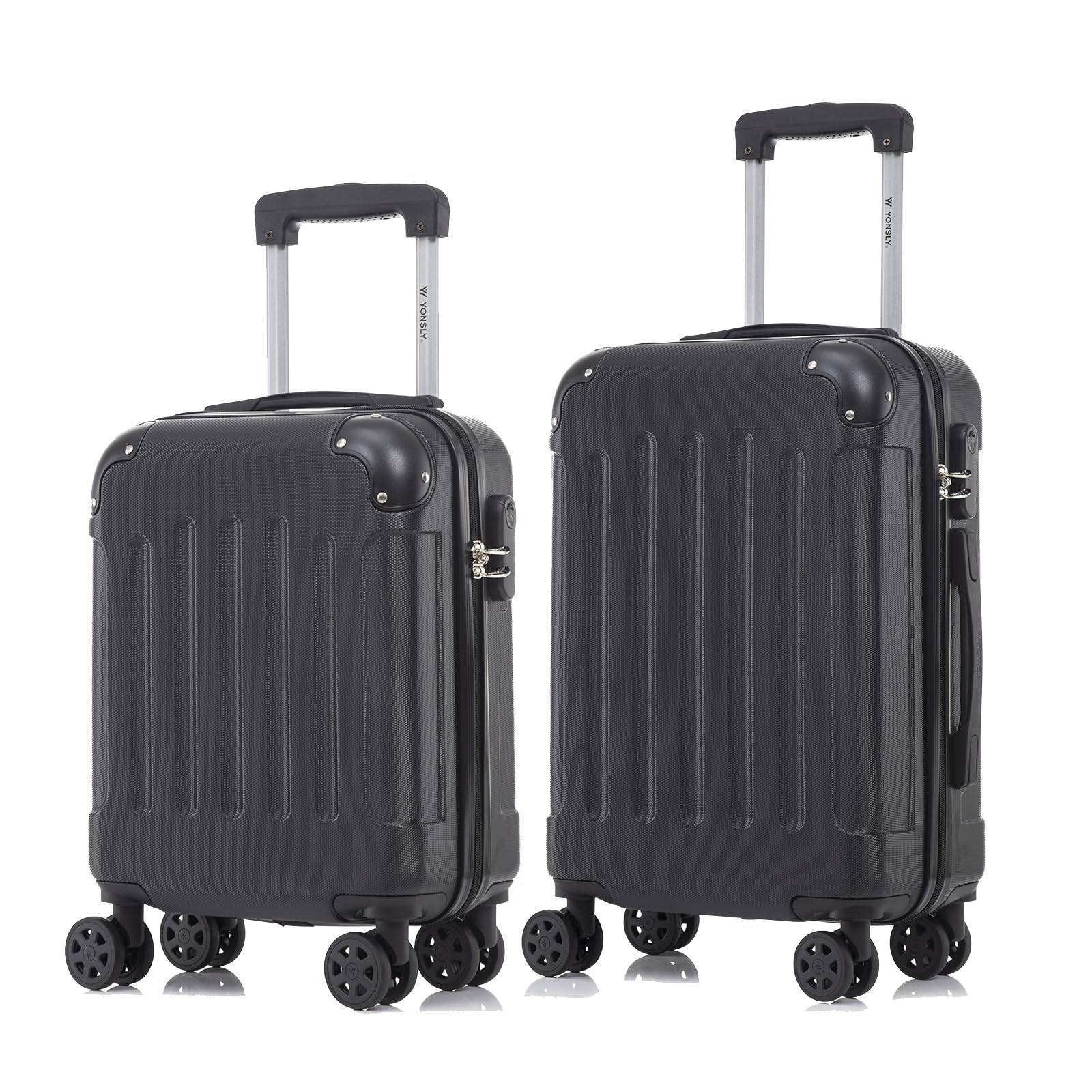 yonsly Koffer Suitcase, Trolley Reisekoffer, Rollkoffer Handgepäck mit 4 Rollen 360°, ABS Hartschalen, Sicherheitsschloss, Weicher Gummigriff, 210D-Futter