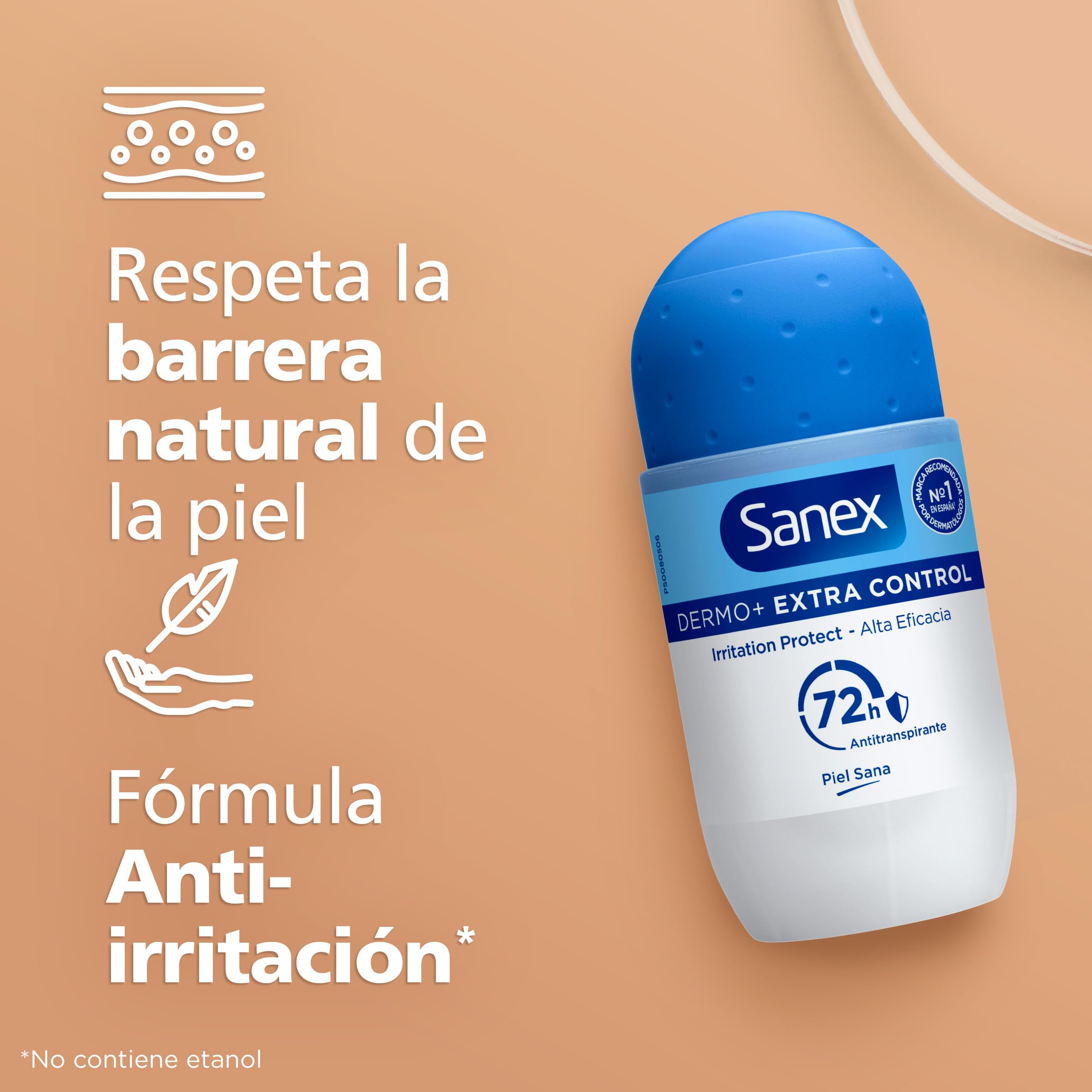 Visita la tienda de Sanex Sanex Dermo+ Extra Control Desodorante Antitranspirante Roll-On 72 Horas 6x50 ml– protección efectiva contra el sudor y el mal olor – dermatológicamente testado– contiene 0% alcohol* in use